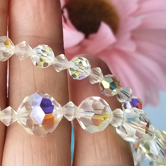 Aurora Borealis Vintage Crystal Necklace 1950's STUNNER - Picture 8 of 13